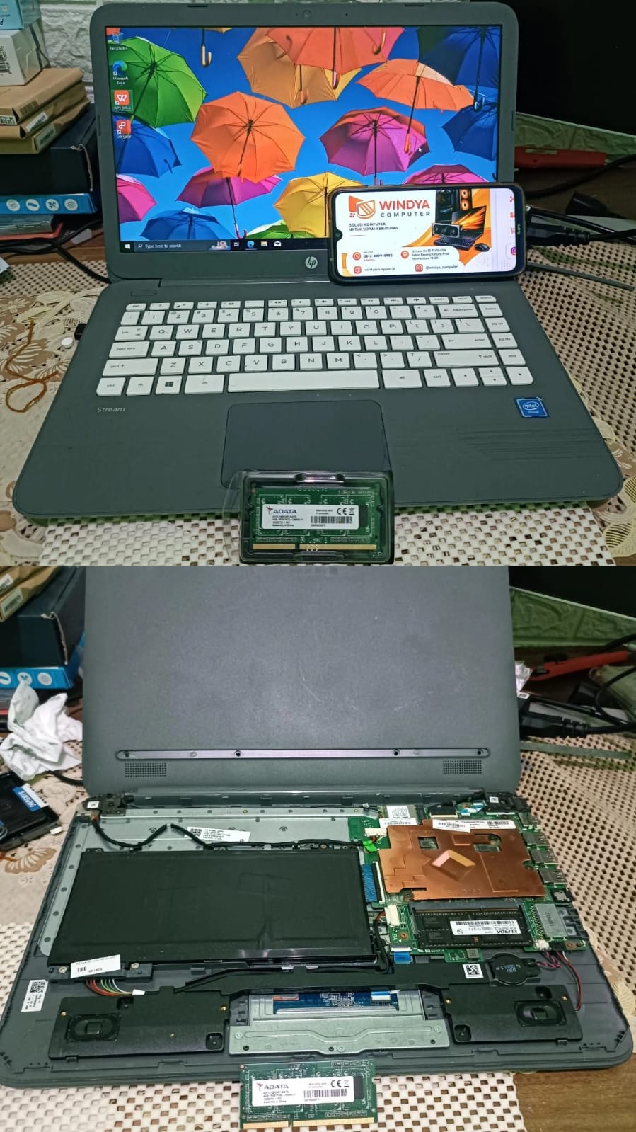 Service Maintenance Laptop HP Stream dan Pergantian RAM Laptop
